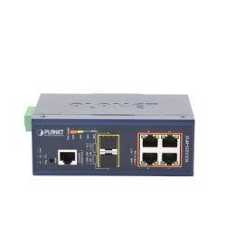 Switch Industrial Administrable Capa 2, 4 Puertos PoE 802.3af/at 10/100/1000T, 2 Puertos SFP 100/1000X