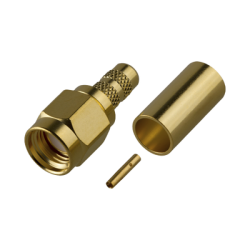 Conector SMA Macho Inverso de Anillo Plegable para cables 8240, RG-58/U, Oro/ Oro/ Teflón.