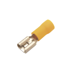 Terminal tipo hembra aislada 0.250 / 22 - 16 AWG / Rojo / Para baterías con teminal F1 / Paquete de 25 piezas.