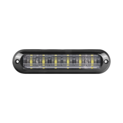 Luz Auxiliar Ultra Brillante  IP67 de 6 LEDs, Color Ambar/Claro, con mica transparente y bisel negro