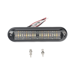 Luz Auxiliar, Ultra Brillante, IP67, 18 LEDs, Tricolor, Color Rojo/Claro/Ambar, con mica transparente y bisel negro