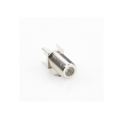 Conector F Hembra para PCB de Montaje Vertical, Níquel/ Estaño/ Polietileno.