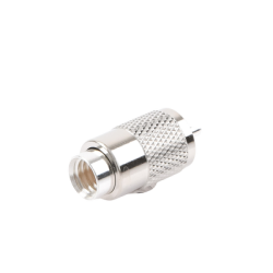 Conector UHF Macho (PL-259) para cables RG-8/U, RG-8U-SYS, 8237, 8267, 8268, 9913, CTN-400, 7810, 8214, 7810A, RFLASH-1113, LMR-400, Plata (Concha-Níquel)/ Plata/ D.A.P. (Fibra Sintética)