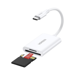 Lector de Tarjetas USB-C 3.1 | Soporta Micro-SD (TF) /SD | 5Gbps | 170 MB/s | OTG | Soporta hasta 2TB | Admite intercambio en Caliente | 2 tarjetas simultaneas | Soporta Windows/Mac OS/Linux | Color Blanco