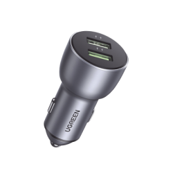 Cargador de Auto 36W | 2 Puertos USB-A | Carga Rápida | Compatible con Vehículos de 12 y 24 VCD | PD3.0 + QC3.0 | Chip Inteligente | Diseño Compacto | Mayor Eficiencia Energética | Aleación de Aluminio.