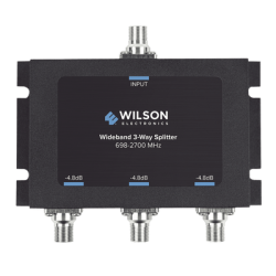 Divisor de potencia de 3 vías para la distribución de señal a tres antenas de servicio | 4.8 dB de pérdida por puerto | Conectores F hembra