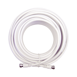 Jumper Coaxial con Cable Tipo RG-6 en Color Blanco de 15.24 Metros de Longitud y Conectores F Macho en Ambos Extremos. 75 Ohm de Impedancia.