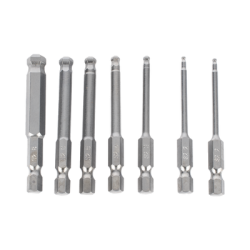 Juego de 7 Puntas Hexagonales / Allen, Milimétricas con Cabeza Redonda  para Destornillador de entrada Hexagonal de 1/4