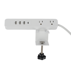 Multicontacto con Montaje para Escritorio / Carga Rápida para 65 W / 3 x Nema 5-15P / 2 x USB-A (5V @3A) / 1 x USB-C (65W)