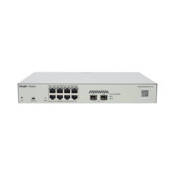 Switch Administrable PoE Capa 2 con 8 puertos Gigabit PoE 802.3af/at + 2 SFP para fibra 1Gb, gestión gratuita desde la nube, 125w