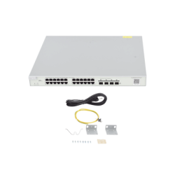 Switch Administrable PoE Capa 2+ Plus, con 24 puertos Gigabit PoE 802.3af/at + 4 SFP+ para fibra 10Gb, gestión gratuita desde la nube, 370w
