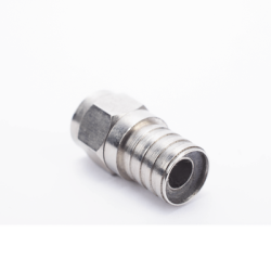 Conector F Macho, 75 Ohm, Plegable para Cable RG-6/U sin pin, Niquel/Polietileno.