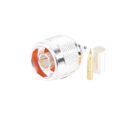 Conector N Macho de Anillo Plegable para Cable RG-58/U, Plata/ Oro/ Teflón.