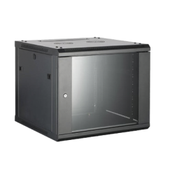 Gabinete para Montaje en Pared/ Piso, con Puerta de Cristal Templado, Cuerpo Fijo, con 9 Unidades de Rack, de 19in, Fabricado en Acero