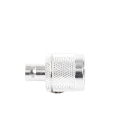 Adaptador en Línea de Conector N Macho a BNC Hembra, Plata/ Oro/ Teflón.