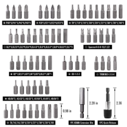 Juego de 208 Puntas para Taladro Entrada Hexagonal 1/4