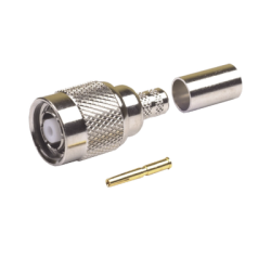 Conector TNC Macho Inverso de Anillo Plegable para Cables LMR-240, RG-8/X, Níquel/ Oro/ Teflón.