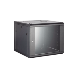 Gabinete para Montaje en Pared/ Piso, con Puerta de Cristal Templado, Cuerpo Fijo, con 12 Unidades de Rack, de 19in, Fabricado en Acero