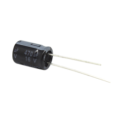 Capacitor Electrolítico de Aluminio, Radial de 470 µFd, 16 Vcc, 105 °C, 8.0 x 11 mm.