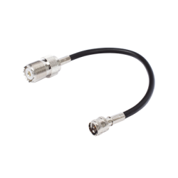 Jumper Adaptador de Conector Mini UHF Macho a UHF Hembra (SO-239), Níquel/ Oro y Plata/ Delrin.