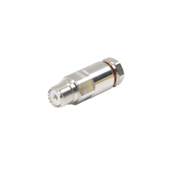 Conector UHF Hembra (SO-239) de Rosca para cable LDF4-50A, Bronce Blanco/ Plata/ Teflón.