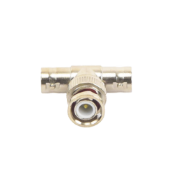 Adaptador en T para 75 Ohm de Conector BNC Macho a Doble BNC Hembra, Níquel/ Oro/ Teflón.