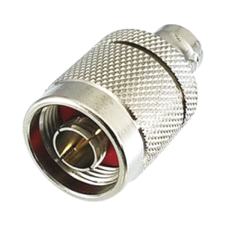Adaptador en Línea de Conector N Macho a BNC Hembra, Plata/ Oro/ Teflón.