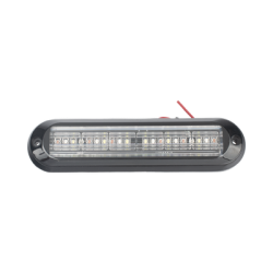 Luz Auxiliar, Ultra Brillante, IP67, 18 LEDs, Tricolor, Color Rojo/Claro/Azul, con mica transparente y bisel negro