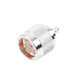 Conector Coaxial N Macho de Anillo Plegable para Cable RG-142/U, Plata/ Oro/ Teflón.