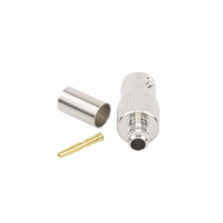 Conector BNC Hembra, 75 Ohm, Anillo Plegable, para RG-59/U, Níquel/ Oro/ Delrin.