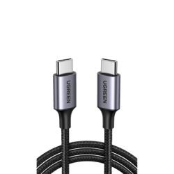 Cable USB-C a USB-C | 2 Metros | Transferencia de datos de 480 Mbps | Carga Rápida de hasta 60W | QC 4.0/3.0/2.0 | PD3.0 | FPC | AFC | Protección Integrada | Caja de Aluminio | Nylon Trenzado | Color Negro.
