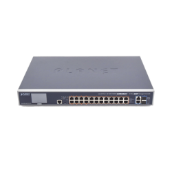 Switch Administrable L3, 24 puertos Gigabit PoE 802.3bt, 2 puertos 10G SFP+, Pantalla Tactil, Fuente Redundante, (600W)