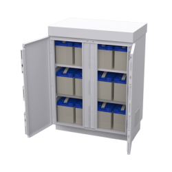 Gabinete de Lámina Galvanizada para  Baterías (Hasta 12 Baterías PL110D12) y Equipo de Comunicación.
