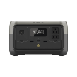 EcoFlow River 2 | Estación de Energía Portátil 256Wh Litio LFP / 2 AC 300 W (Max. 600W) / 1 USB-C 60W / 2 USB -A 12W / Cargador de Coche 8A a 12 o 24V / Conectividad WiFi y Bluetooth (App) / Carga Solar 110W Max.