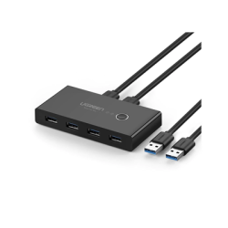 Conmutador USB para Compartir 4 Puertos USB 3.0 a 2 PC Ìs | Cambio Mediante Botón | Incluye Dos Cables USB de 1.5 m | ABS | Permite que 2 Usuarios Compartan 4 Dispositivos Periféricos USB3.0, como una impresora, un escáner, etc.