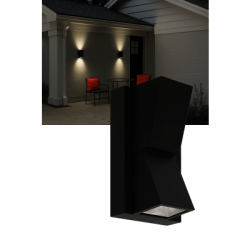 Lámpara Arbotante 6 W 330 lm / Dimensiones 141 x 80 mm / 85 - 265 Vca~ 50/60Hz / Luz Cálida 2 700 K / Uso en exterior IP 54.