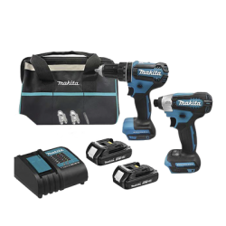 Kit de Rotomartillo Atornillador DHP485Z + Atornillador de Impacto DTD157Z, incluye 2 Baterías BL1815N, 1 Cargador DC18SD y Maleta de lona.