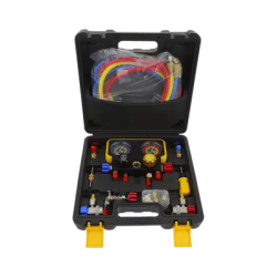  Manómetro de 4 vías con Accesorios para Gas refrigerante  R410A/ R32/ R134A/R22 