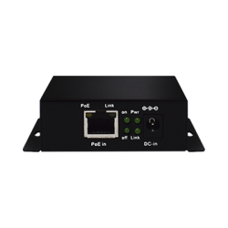 Inyector PoE Extenido Industrial / PoE 802.3 af/at Hasta 30W / Conexión plug and play / Alcance de hasta 250 metros / Aplicaciones CCTV / Alimentación PoE af/at o Vcc 37-57 Vcc