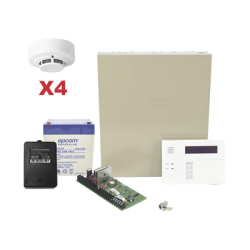 Kit de Panel de Alarma VISTA48LA con Gabinete, Batería y Transformador / 4 Sensores de humo
