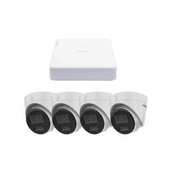 Kit IP 1080p (2 Megapixel) / NVR de 4 Canales con 4 Puertos PoE / 4 Cámaras IP Turret con Micrófono Integrado / ColorVu y ACUSENSE Lite