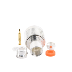 Conector N Macho de Rosca para RG-58/U, RG-142/U, Plata/ Oro/ Teflón.