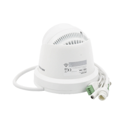 Turret IP Dual / Térmica 1.8 mm (160 x 120) / Óptico 2 mm (4 Megapixel) / Detección de Personas 53 mts / 15 mts IR / Exterior IP67 / PoE / Termométrica / Detección de Temperatura / Sirena y Luz / Micro SD 32 GB Incluida 