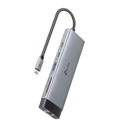 Adaptador HUB 9 en 1, 1 puerto USB-C entrada, 1 puerto HDMI 4K, 1 puerto Ethernet Gigabit, 1 puerto SD y MicroSD, 1 puerto USB-C y 3 puertos USB-A