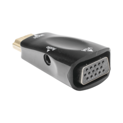 Adaptador (Convertidor) HDMI a VGA  / HDMI Macho a VGA Hembra / Resolución 1920x1080 @ 60Hz  / Adaptador de Audio de 3.5 mm / Chapado en Níquel