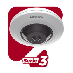 Mini Fisheye IP 5 Megapixel / Panorámica 180° - 360° / 8 mts IR / Interior / PoE / HEOP / ACUSENSE / Detección Facial / Microfono Integrado