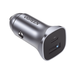 Cargador de Auto 24W | Puerto USB-A y USB-C | Carga Rápida | Compatible con Vehículos de 12 y 24 VCD | PD3.0 + QC3.0 | Indicador Led | Diseño Compacto | Chip Inteligente | Caja de Aluminio.