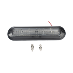 Luz Auxiliar, Ultra Brillante, IP67, 18 LEDs, Tricolor, Color Rojo/Claro/Azul, con mica transparente y bisel negro