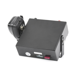 Sirena Vehicular de 100W de Potencia, Con Switch Giratorio de 6 posiciones, Micrófono de Uso Rudo e Interconexión a Radio