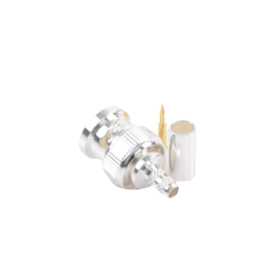 Conector BNC Macho de Anillo Plegable para Cable LMR-195, RG-58/U, RG-142/U, Plata/Oro/Teflón.
